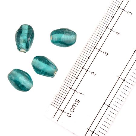 Sea Green Glass Oval Beads Smooth Loose Beads Jewelry Accessory (12 in Pack)