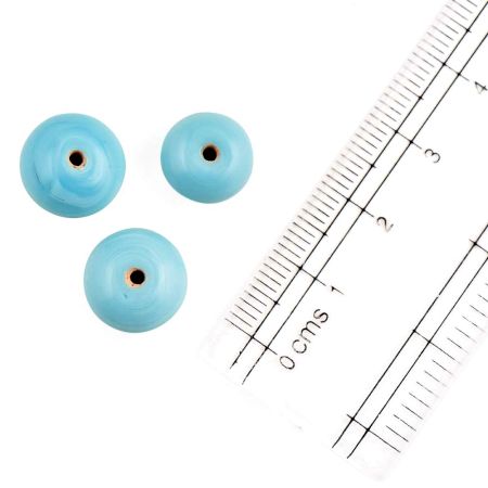 Sky Blue Round Glass Beads Loose Beads For Jewelry Making (12 in Pack)