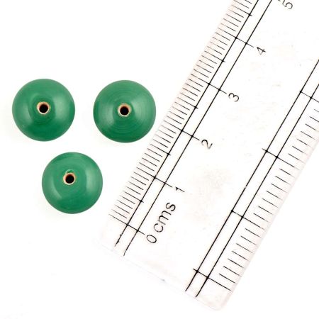 Dark Green Round Loose Glass Beads For Jewelry Making (12 in Pack)