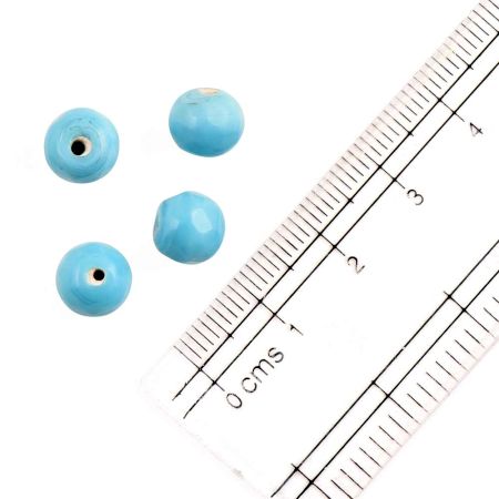 Light Blue Round Glass Beads For Jewelry Making (12 in Pack)