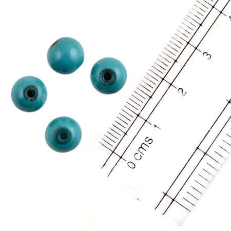 Turquoise Round Shape Glass Beads For Jewelry Making (12 in Pack)