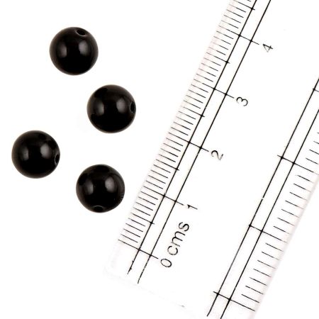 Black Round Shape Glass Beads For Jewelry Making (12 in Pack)