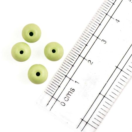 Lemon Green Round Shape Glass Beads For Jewelry Making (12 in Pack)