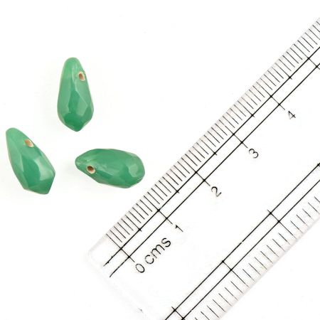 Green Irregular Briolette Shape Glass Beads For Jewelry Making (12 in Pack)
