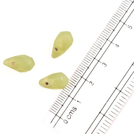 Lime Irregular Briolette Shape Glass Beads For Jewelry Making (12 in Pack)