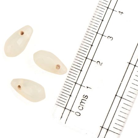 White Irregular Briolette Shape Glass Beads For Jewelry Making (12 in Pack)