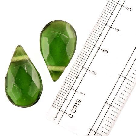 Green Glass Big Waterdrop Teardrop Beads Jewelry Loose Beads (12 in Pack)