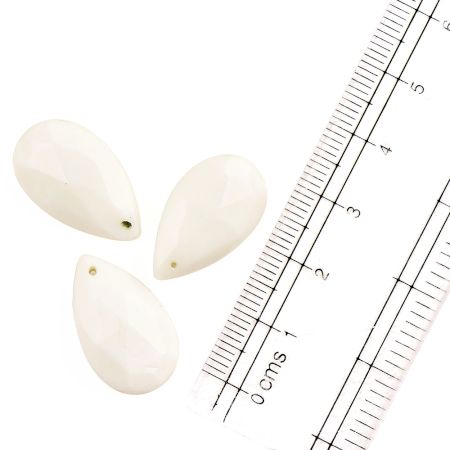 White  Glass Big Waterdrop Teardrop Beads Jewelry Loose Beads (12 in Pack)