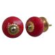 Dark Red Ceramic Knob Small