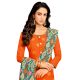 Orange Dress Material In Jam Silk Kurta Cotton Bottom And Matching Maslin Dupatta