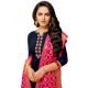 Navy Blue Upada Silk Kurta Pink Cotton Bottom Pink Banarsi Duppata Dress Material