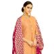 Pastel Orange Dress Material Upada Silk Kurta Santoon Bottom And Dark Pink Naznin Chiffon Dupatta