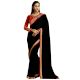 BlackÂ Self Jacquard Silk Saree Heavy Embroidery Contrast Colour Blouse