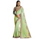 Pista Magic Silk Saree With Contrast Colour Heavy Embroidery Blouse