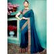 Dark Blue Vichitra Silk Saree With Banglori silk Blouse Piece