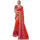 Orange Pink Paper Silk Embroidered Saree with Blouse Piece