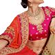 Orange Pink Paper Silk Embroidered Saree with Blouse Piece