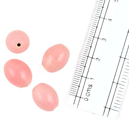 Pink Glass Beads Egg Shape Loose Spacer Oval Beads For Jewelry Making (12 in Pack)