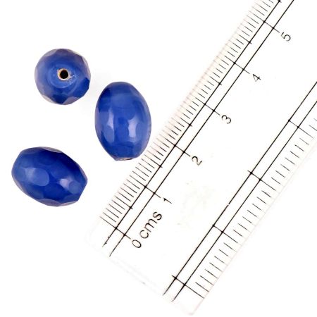 Royal Blue Glass Beads Egg Shape Loose Spacer Oval Beads For Jewelry Making (12 in Pack)