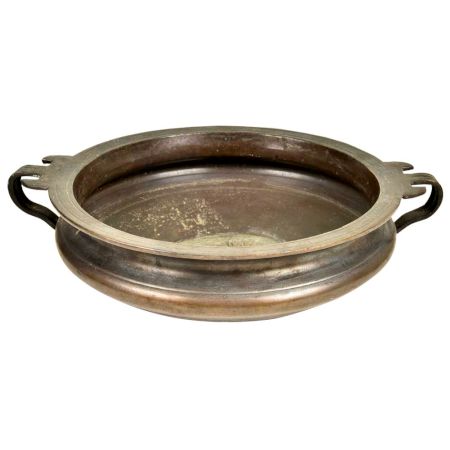 Hand Crafted Urli Brass Bowl With Two Handles