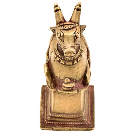 Carved Sitting Nandi Statue Brass Metal Statue