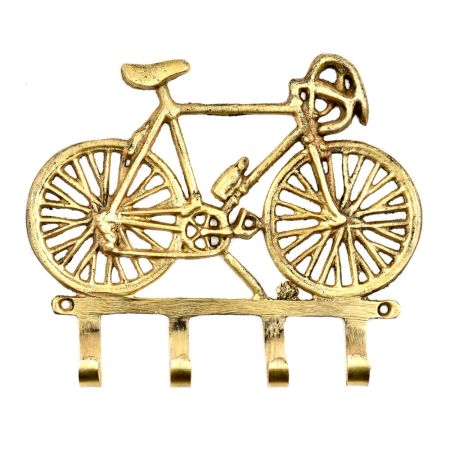 Hand Made Brass Cycle On Four Wall Hooks