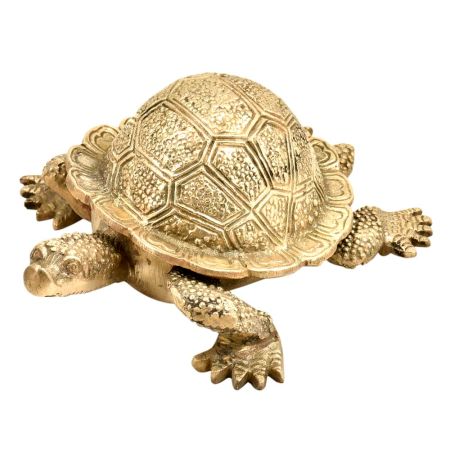 Hand Crafted Brass Turtle With Trinket Storage Hinged Lid