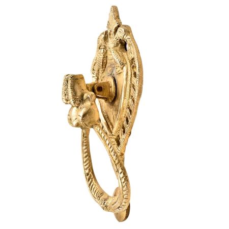 Huge Demon Head Two Birds With Ornate Brass Metal Door Knocker Ring