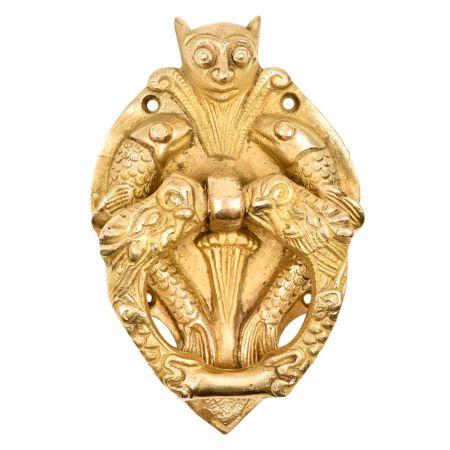 Demons Fishes And Bat Faced Intricately Carved Solid Brass Door Knocker