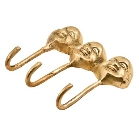 3 Brass Wall Hanging Face Head Art Laughing Buddha Wall Sculpture