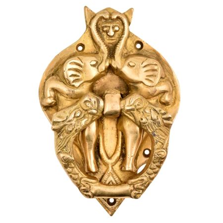 Brass Demon face in Two elephant Trunk And Two Dragons Door Knocker