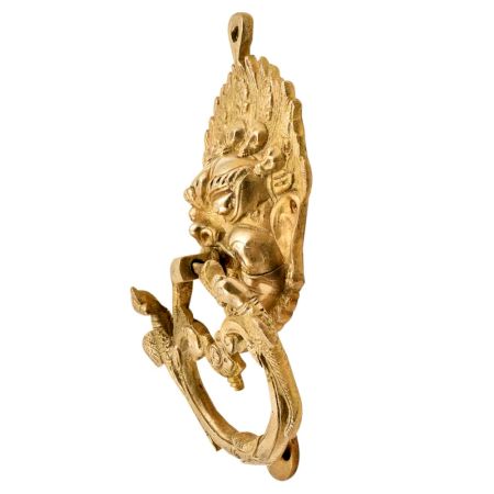 Brass Vajra Mahakala Buddha Head Bird Statues Door knocker Wall Hanging