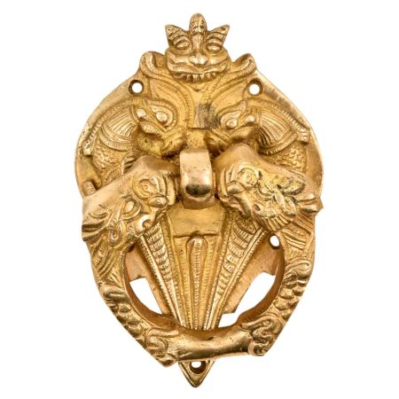 Solid Brass Bat Face On Top Two Birds Decorative Door Ring Knocker