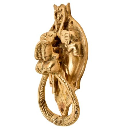 Huge Demon Head Two Elephants Covering Bat Head With Ornate Door Brass Metal Door Knocker Ring