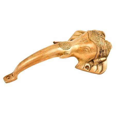 Handmade Brass Elephant Door Handle With A Trident Engraved