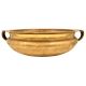 Simple Solid Golden Brass Flower Decoration Urli With Two Handles