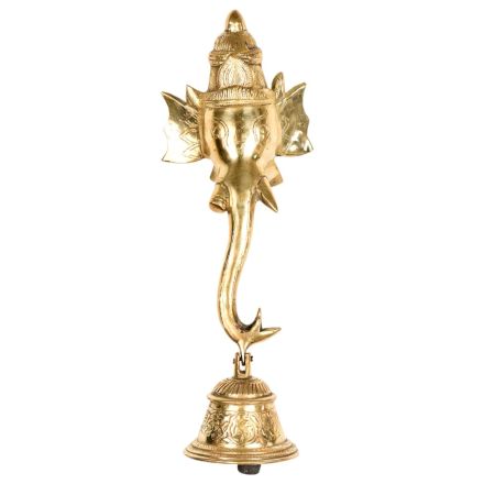 Brass Ganesha Long trunk  Face With Bell Wall Hanging