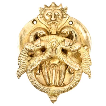 Golden Brass Bat Head With Peacock Statues On The Knocker Ring