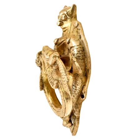 Brass Door Knocker With Thunder Dragon Two Fishes Door Metal Knocker