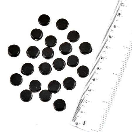 Hand Made Black Coin Shaped Loose Glass Jewelry Beads (12 in Pack)