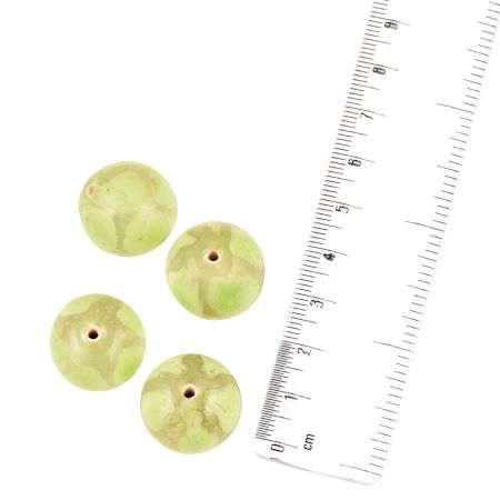 Light Green Marble Design Round Loose Glass Beads for Jewelry Making Craft (12 in Pack)