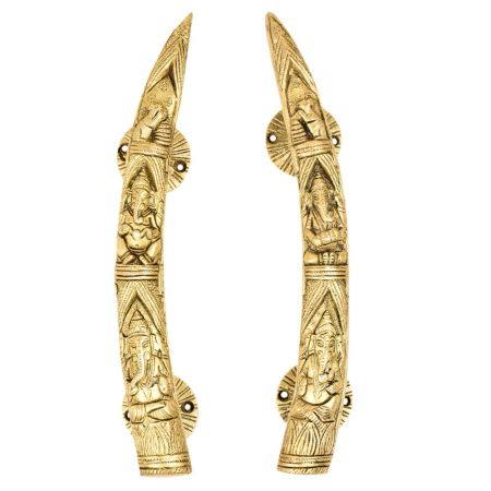 Handmade Tuskar Style Ganesha Carving Brass Door PullÂ Handle