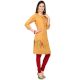 Pastel Orange Cotton Stitched Satin Fabric Kurtis With Full Cotton Inner