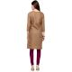 Light Brown Cotton Stitched Satin Fabric Kurtis With Full Cotton Inner