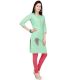 Sea Green Cotton Stitched Satin Fabric Kurtis With Full Cotton Inner