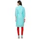 Blue Cotton Stitched Satin Fabric Kurtis With Full Cotton Inner