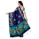 Navy Blue Kathak Women's Khadi Silk Printed Saree With Blouse Piece