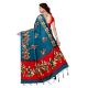 Blue With Red Kathak Women's Khadi Silk Printed Saree With Blouse Piece