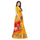 Yellow Bullock Cart Village Scene Women's Khadi Silk Printed Saree With Blouse Piece