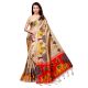 Chiku Beige BaraatÂ Casual Khadi Silk Printed Kalamkari Saree With Blouse Piece Tessle